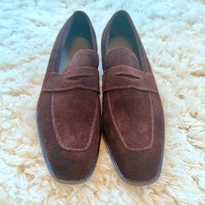 Brown suede loafers